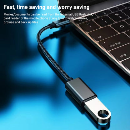 8.3 ซม. USB หญิงถึง Type-C ชายสายโลหะ OTG สายชาร์จสายเคเบิลข้อมูล