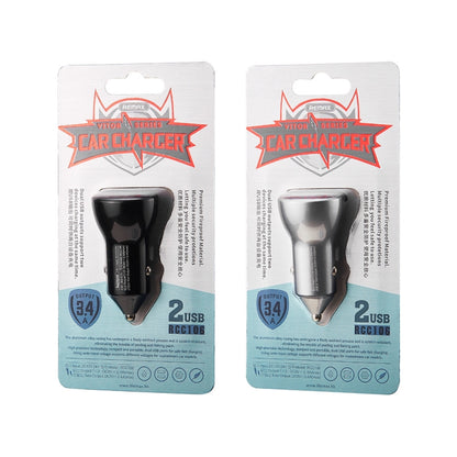 REMAX RCC106 Vitor Series 3.4A เครื่องชาร์จในรถยนต์อินเทอร์เฟซ USB คู่พร้อมจอแสดงผลดิจิตอล, with Digital Display Silver