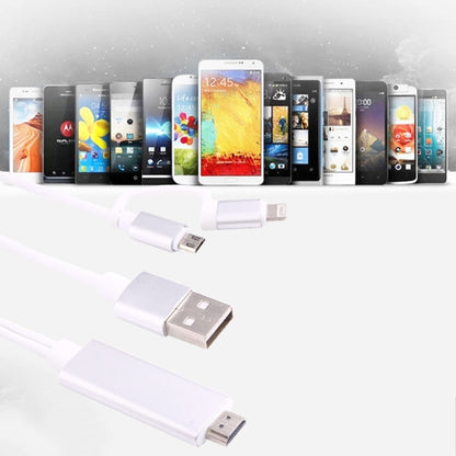 3 in 1 Micro USB และ 8 Pin และ Type-C ถึง HDMI HD 1080P HDTV Adapter Cable