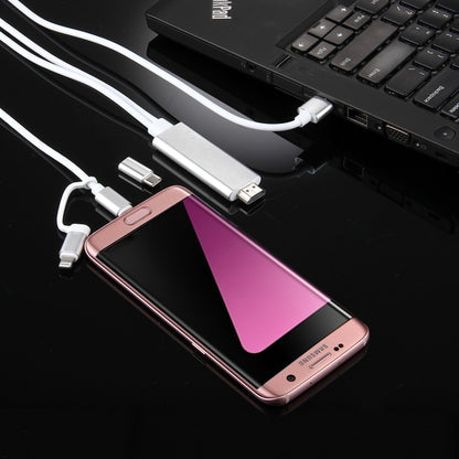 3 in 1 Micro USB และ 8 Pin และ Type-C ถึง HDMI HD 1080P HDTV Adapter Cable