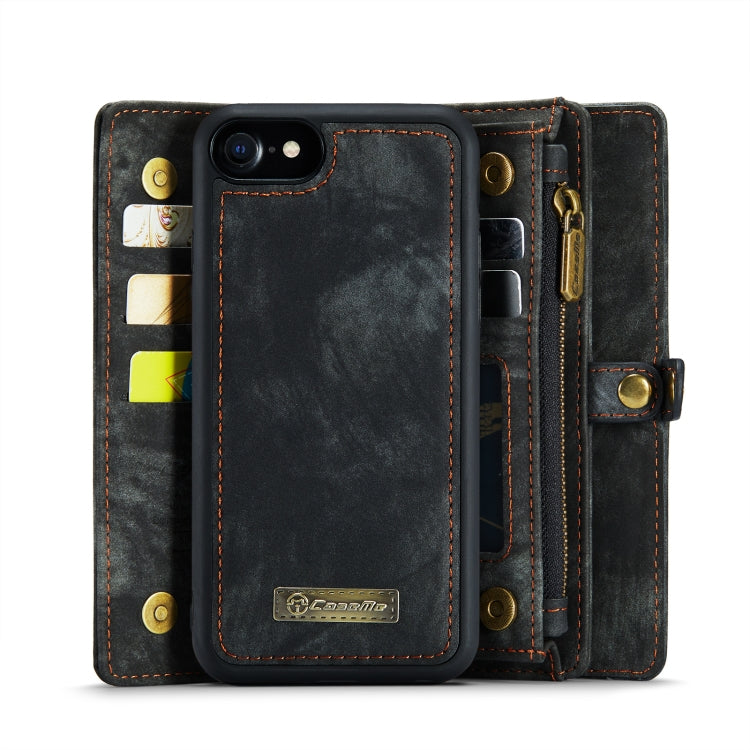CaseMe สำหรับ iPhone 8 และ 7 กระเป๋าสตางค์หนังมัลติฟังก์ชั่นพร้อมเคสและตัวยึดด้านหลังพีซีแบบแม่เหล็กที่ถอดออกได้ & ช่องใส่การ์ด 10 ช่อง & ช่องใส่เงินสด 3 ช่อง & กระเป๋าสตางค์ซิป 1 อัน & กรอบรูป 2 อัน & ตัวล็อคแม่เหล็ก 3 อัน, For iPhone 8 & 7, For 8 & 7