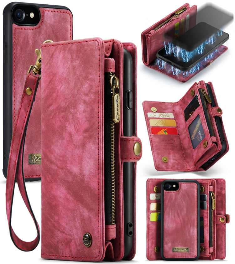 CaseMe สำหรับ iPhone 8 และ 7 กระเป๋าสตางค์หนังมัลติฟังก์ชั่นพร้อมเคสและตัวยึดด้านหลังพีซีแบบแม่เหล็กที่ถอดออกได้ & ช่องใส่การ์ด 10 ช่อง & ช่องใส่เงินสด 3 ช่อง & กระเป๋าสตางค์ซิป 1 อัน & กรอบรูป 2 อัน & ตัวล็อคแม่เหล็ก 3 อัน, For iPhone 8 & 7, For 8 & 7