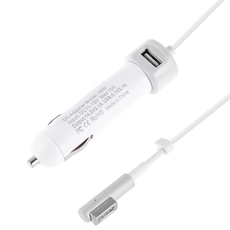 เครื่องชาร์จในรถยนต์อินเทอร์เฟซ USB 45W 5.1V 2.1A พร้อมสายเคเบิลข้อมูลอินเทอร์เฟซ MagSafe 14.5V 3.1A L, 14.5V 3.1A L MagSafe