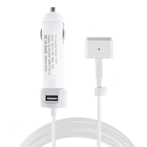 เครื่องชาร์จในรถยนต์อินเทอร์เฟซ USB 60W 5.1V 2.1A พร้อมสายเคเบิลข้อมูลอินเทอร์เฟซ MagSafe 2 16.5V 3.65A T, 16.5V 3.65A T MagSafe 2