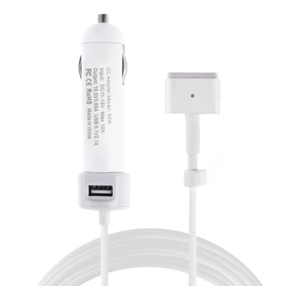 เครื่องชาร์จในรถยนต์อินเทอร์เฟซ USB 60W 5.1V 2.1A พร้อมสายเคเบิลข้อมูลอินเทอร์เฟซ MagSafe 2 16.5V 3.65A T, 16.5V 3.65A T MagSafe 2