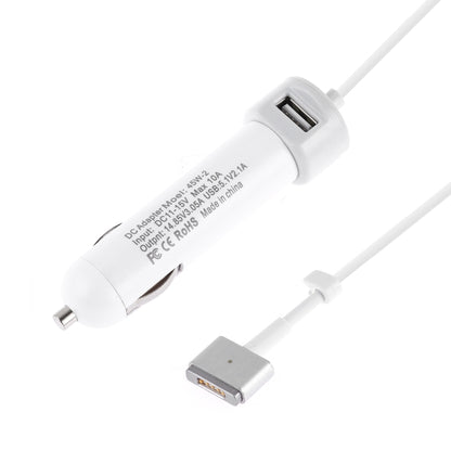 45W-2 5.1V 2.1A เครื่องชาร์จในรถยนต์อินเทอร์เฟซ USB พร้อมสายเคเบิลข้อมูลอินเทอร์เฟซ MagSafe 2 14.85V 3.05A T, 14.85V 3.05A T MagSafe 2