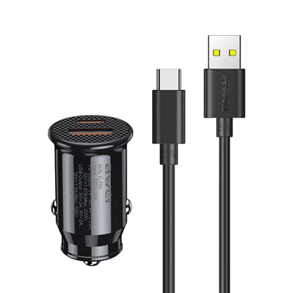 awei C-706 20W PD Type-C + QC 3.0 Type-A ที่ชาร์จแบตในรถพร้อมสายเคเบิลข้อมูล CL-110T, C-706