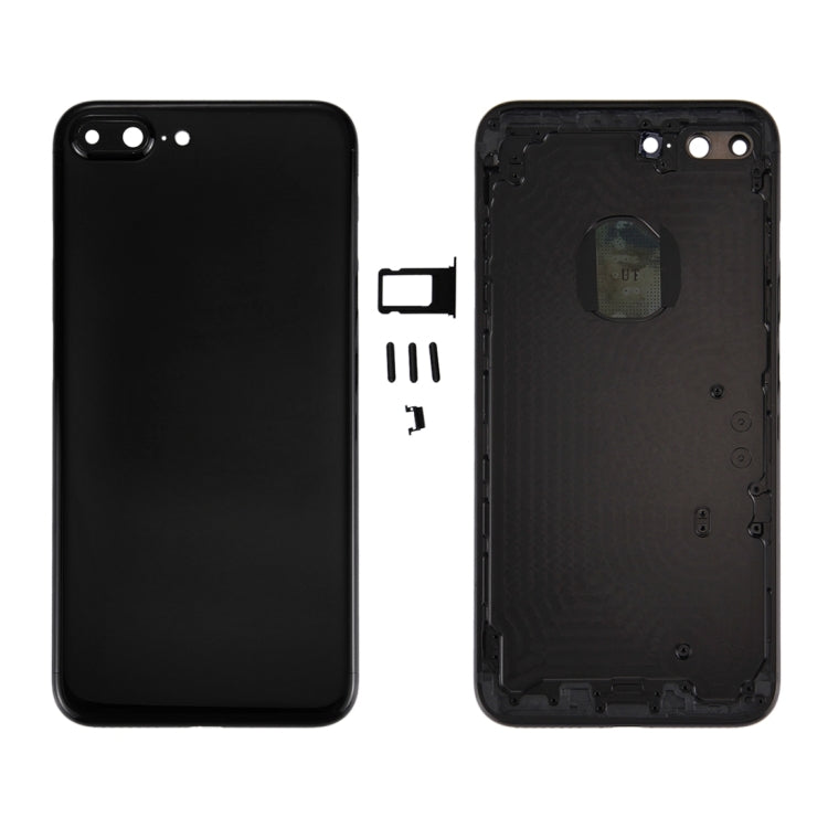 6 in 1 สำหรับ iPhone 7 Plus (ฝาหลัง + ถาดใส่การ์ด + ปุ่มควบคุมระดับเสียง + ปุ่มเปิดปิด + ปุ่มปิดเสียงเครื่องสั่น + ป้าย) ฝาครอบตัวเครื่องแบบเต็ม (Jet Black), For iPhone 7 Plus Jet Black
