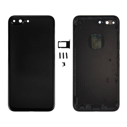 6 in 1 สำหรับ iPhone 7 Plus (ฝาหลัง + ถาดใส่การ์ด + ปุ่มควบคุมระดับเสียง + ปุ่มเปิดปิด + ปุ่มปิดเสียงเครื่องสั่น + ป้าย) ฝาครอบตัวเครื่องแบบเต็ม (Jet Black), For iPhone 7 Plus Jet Black