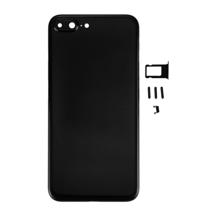 6 in 1 สำหรับ iPhone 7 Plus (ฝาหลัง + ถาดใส่การ์ด + ปุ่มควบคุมระดับเสียง + ปุ่มเปิดปิด + ปุ่มปิดเสียงเครื่องสั่น + ป้าย) ฝาครอบตัวเครื่องแบบเต็ม (Jet Black), For iPhone 7 Plus Jet Black