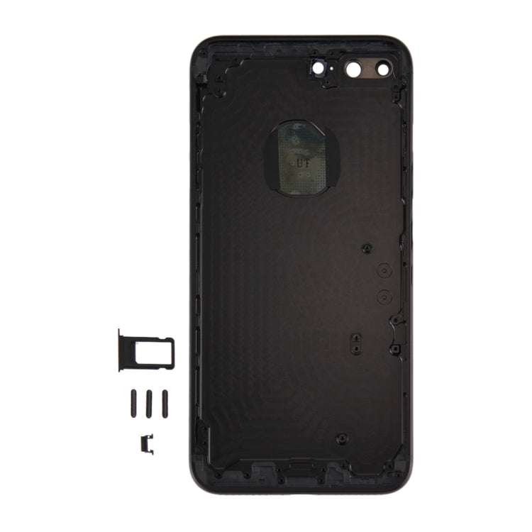 6 in 1 สำหรับ iPhone 7 Plus (ฝาหลัง + ถาดใส่การ์ด + ปุ่มควบคุมระดับเสียง + ปุ่มเปิดปิด + ปุ่มปิดเสียงเครื่องสั่น + ป้าย) ฝาครอบตัวเครื่องแบบเต็ม (Jet Black), For iPhone 7 Plus Jet Black