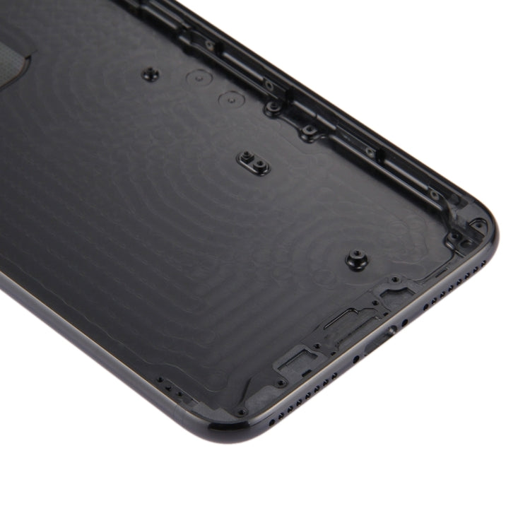 6 in 1 สำหรับ iPhone 7 Plus (ฝาหลัง + ถาดใส่การ์ด + ปุ่มควบคุมระดับเสียง + ปุ่มเปิดปิด + ปุ่มปิดเสียงเครื่องสั่น + ป้าย) ฝาครอบตัวเครื่องแบบเต็ม (Jet Black), For iPhone 7 Plus Jet Black