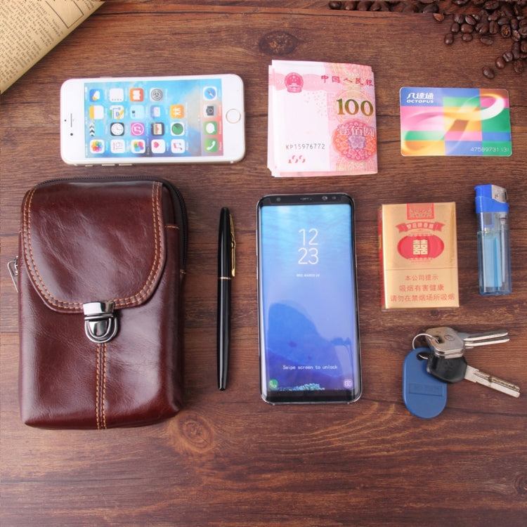 6.3 นิ้วและต่ำกว่า Universal Crazy Horse Texture หนังแท้ผู้ชายสไตล์แนวตั้งกระเป๋าคาดเอวพร้อมรูเข็มขัดสำหรับ Sony, Huawei, Meizu, Lenovo, ASUS, Cubot, Oneplus, Xiaomi, Ulefone, Letv, DOOGEE, Vkworld และสมาร์ทโฟนอื่น ๆ