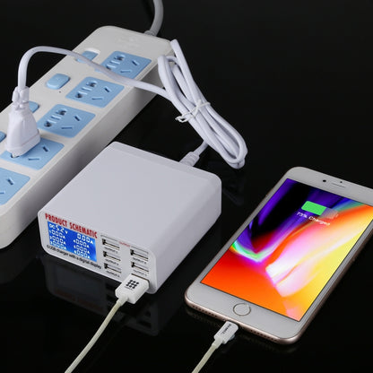 899 30W QC 3.0 6 พอร์ต USB ที่ชาร์จเร็วพร้อมจอแสดงผลดิจิตอล LCD, ปลั๊ก EU, 899