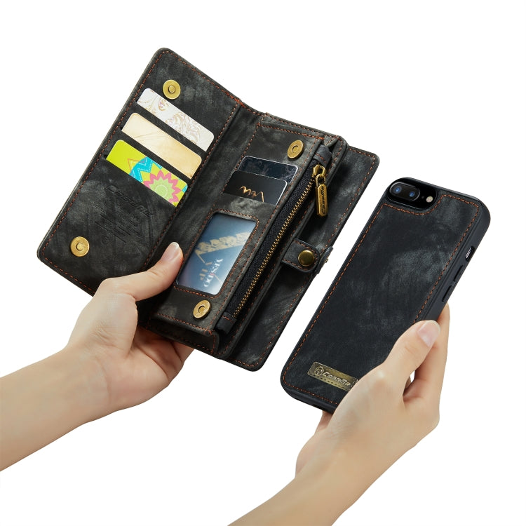 CaseMe สำหรับ iPhone 8 Plus และ 7 Plus กระเป๋าหนังมัลติฟังก์ชั่นพร้อมเคสป้องกันด้านหลังพีซีแบบแม่เหล็กที่ถอดออกได้และผู้ถือ & ช่องใส่การ์ด 11 ช่อง & ช่องใส่เงินสด 3 ช่อง & กระเป๋าสตางค์ซิป 1 อัน & กรอบรูป 2 อัน & ตัวล็อคแม่เหล็ก 3 อัน, For 8P & 7P