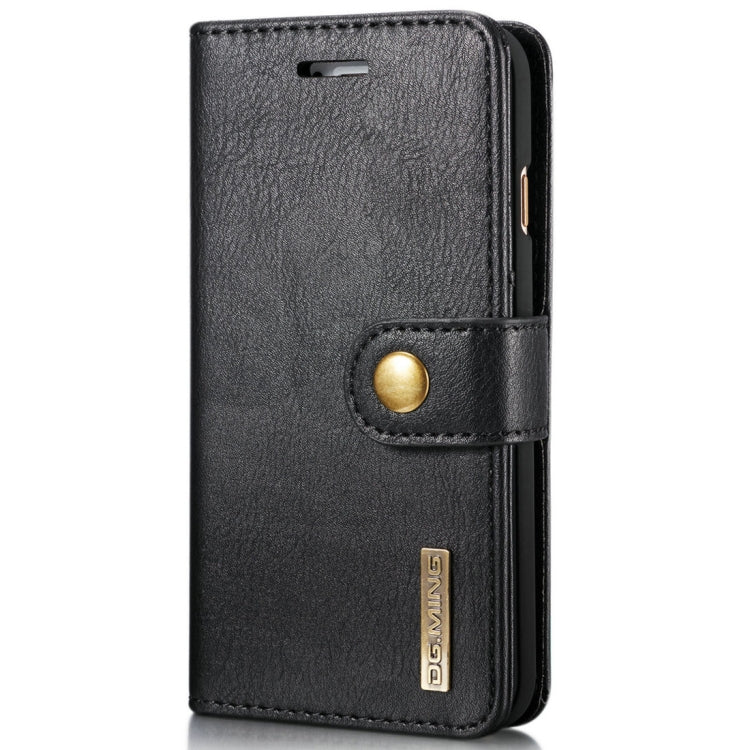 DG.MING สำหรับ iPhone 8 และ 7 พื้นผิวม้าบ้าพลิกแนวนอนเคสแม่เหล็กที่ถอดออกได้พร้อมตัวยึดและช่องเสียบการ์ดและกระเป๋าสตางค์, iPhone 8 & 7