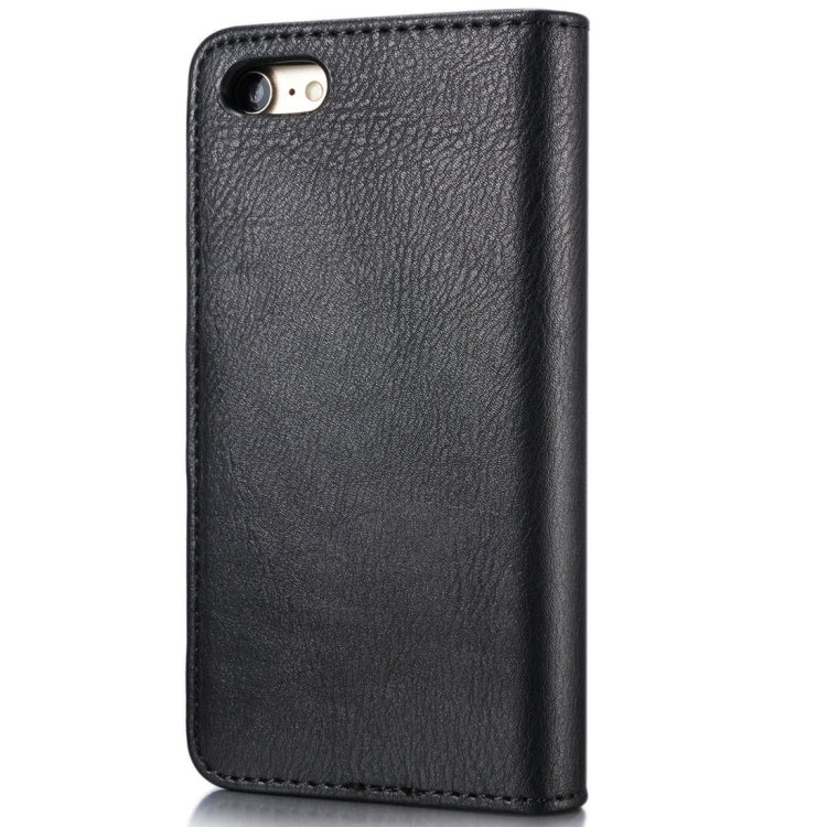 DG.MING สำหรับ iPhone 8 และ 7 พื้นผิวม้าบ้าพลิกแนวนอนเคสแม่เหล็กที่ถอดออกได้พร้อมตัวยึดและช่องเสียบการ์ดและกระเป๋าสตางค์, iPhone 8 & 7