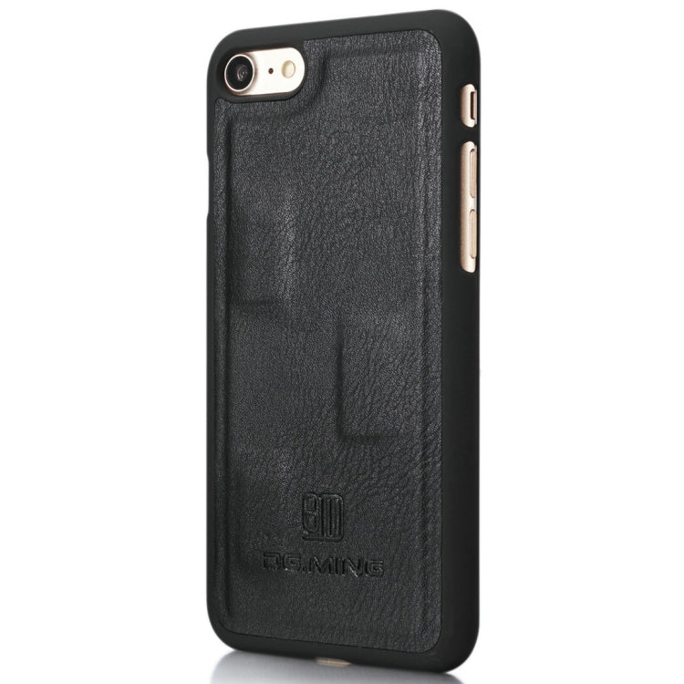 DG.MING สำหรับ iPhone 8 และ 7 พื้นผิวม้าบ้าพลิกแนวนอนเคสแม่เหล็กที่ถอดออกได้พร้อมตัวยึดและช่องเสียบการ์ดและกระเป๋าสตางค์, iPhone 8 & 7