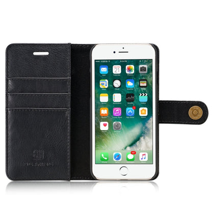 DG.MING สำหรับ iPhone 8 และ 7 พื้นผิวม้าบ้าพลิกแนวนอนเคสแม่เหล็กที่ถอดออกได้พร้อมตัวยึดและช่องเสียบการ์ดและกระเป๋าสตางค์, iPhone 8 & 7
