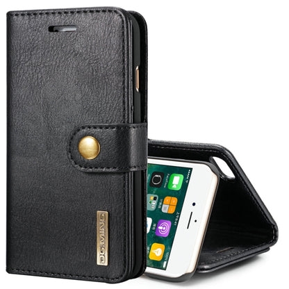 DG.MING สำหรับ iPhone 8 และ 7 พื้นผิวม้าบ้าพลิกแนวนอนเคสแม่เหล็กที่ถอดออกได้พร้อมตัวยึดและช่องเสียบการ์ดและกระเป๋าสตางค์, iPhone 8 & 7