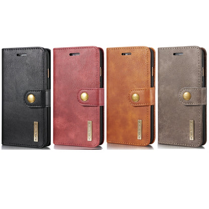 DG.MING สำหรับ iPhone 8 และ 7 พื้นผิวม้าบ้าพลิกแนวนอนเคสแม่เหล็กที่ถอดออกได้พร้อมตัวยึดและช่องเสียบการ์ดและกระเป๋าสตางค์, iPhone 8 & 7