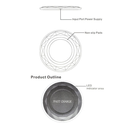 เครื่องชาร์จไร้สายชาร์จเร็วมาตรฐาน Diamond Qi Standard DC5V ความยาวสายเคเบิล: 1 ม, DC5V Black, DC5V