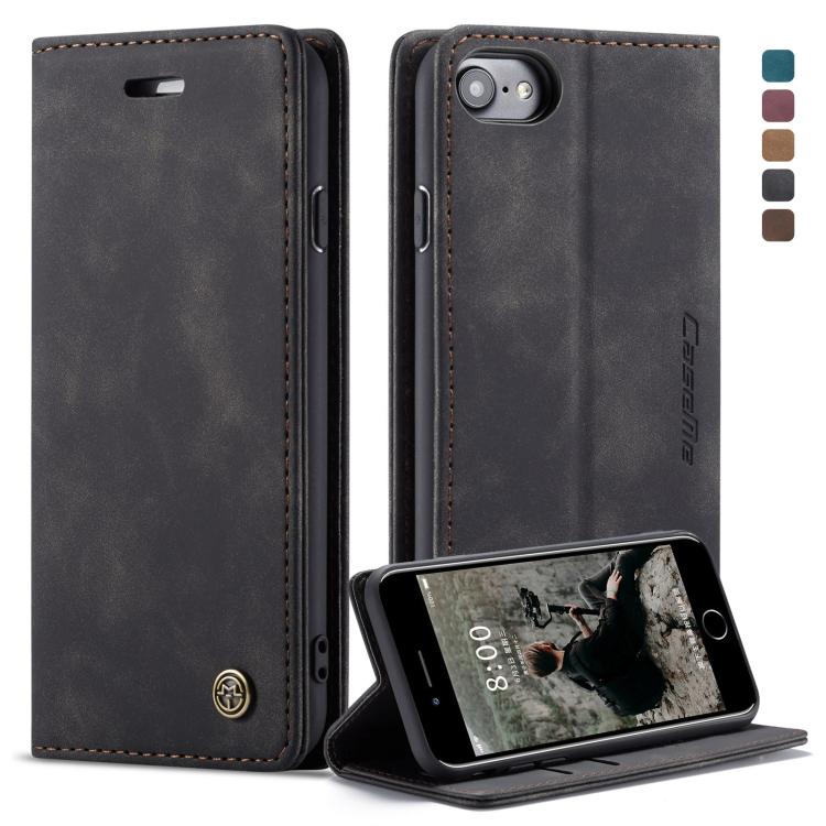 CaseMe-013 ซองหนังพลิกแนวนอน Retro Frosted แบบมัลติฟังก์ชั่นสำหรับ iPhone 7/8 พร้อมช่องเสียบการ์ดและที่วางและกระเป๋าสตางค์, For iPhone 7 / 8