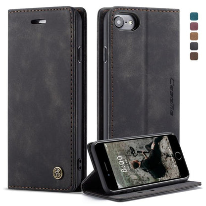CaseMe-013 ซองหนังพลิกแนวนอน Retro Frosted แบบมัลติฟังก์ชั่นสำหรับ iPhone 7/8 พร้อมช่องเสียบการ์ดและที่วางและกระเป๋าสตางค์, For iPhone 7 / 8