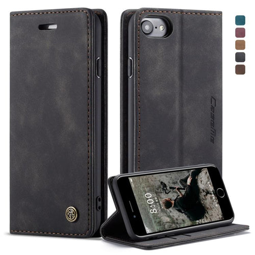 CaseMe-013 ซองหนังพลิกแนวนอน Retro Frosted แบบมัลติฟังก์ชั่นสำหรับ iPhone 7/8 พร้อมช่องเสียบการ์ดและที่วางและกระเป๋าสตางค์, For iPhone 7 / 8