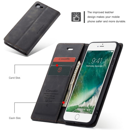 CaseMe-013 ซองหนังพลิกแนวนอน Retro Frosted แบบมัลติฟังก์ชั่นสำหรับ iPhone 7/8 พร้อมช่องเสียบการ์ดและที่วางและกระเป๋าสตางค์, For iPhone 7 / 8