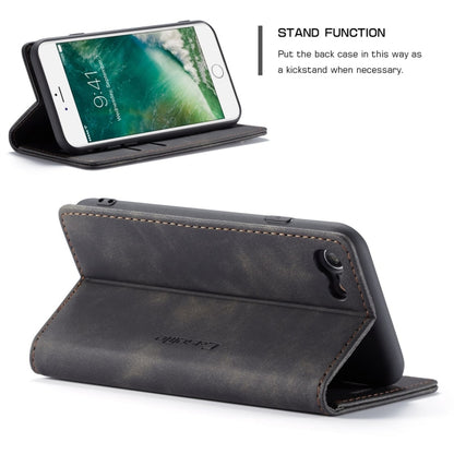 CaseMe-013 ซองหนังพลิกแนวนอน Retro Frosted แบบมัลติฟังก์ชั่นสำหรับ iPhone 7/8 พร้อมช่องเสียบการ์ดและที่วางและกระเป๋าสตางค์, For iPhone 7 / 8