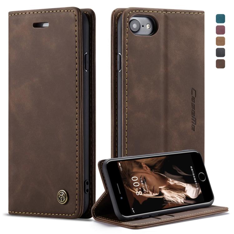 CaseMe-013 ซองหนังพลิกแนวนอน Retro Frosted แบบมัลติฟังก์ชั่นสำหรับ iPhone 7/8 พร้อมช่องเสียบการ์ดและที่วางและกระเป๋าสตางค์, For iPhone 7 / 8