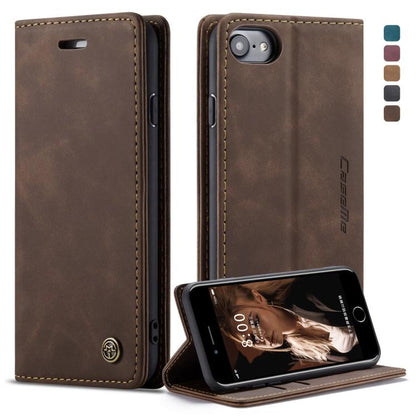 CaseMe-013 ซองหนังพลิกแนวนอน Retro Frosted แบบมัลติฟังก์ชั่นสำหรับ iPhone 7/8 พร้อมช่องเสียบการ์ดและที่วางและกระเป๋าสตางค์, For iPhone 7 / 8
