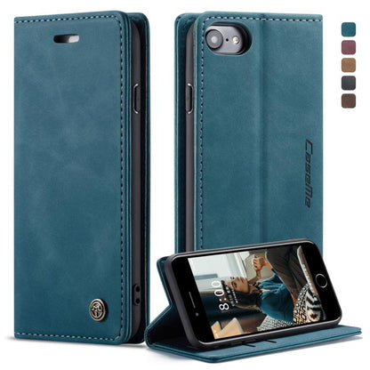CaseMe-013 ซองหนังพลิกแนวนอน Retro Frosted แบบมัลติฟังก์ชั่นสำหรับ iPhone 7/8 พร้อมช่องเสียบการ์ดและที่วางและกระเป๋าสตางค์, For iPhone 7 / 8