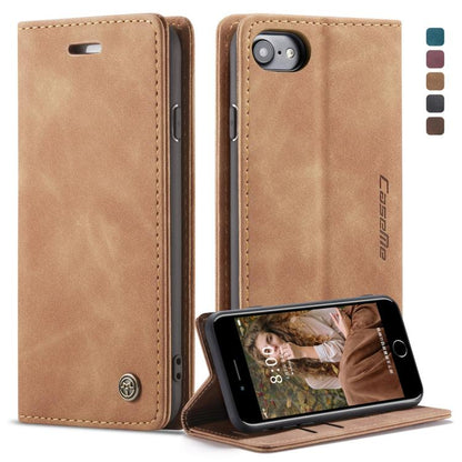 CaseMe-013 ซองหนังพลิกแนวนอน Retro Frosted แบบมัลติฟังก์ชั่นสำหรับ iPhone 7/8 พร้อมช่องเสียบการ์ดและที่วางและกระเป๋าสตางค์, For iPhone 7 / 8