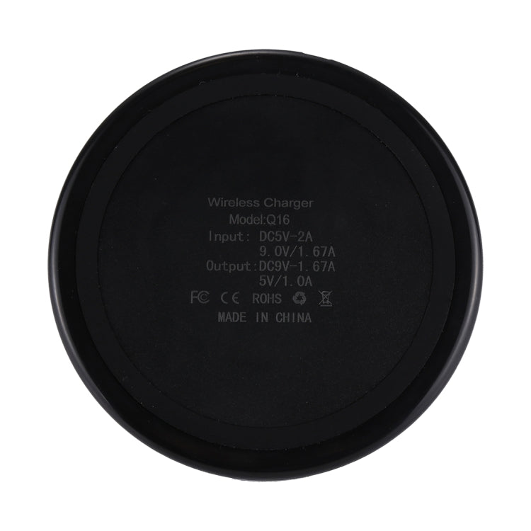 DC 9V 1.67A / 5V 1A เครื่องชาร์จไร้สายแบบทรงกลมมาตรฐาน Qi Standard พร้อมไฟแสดงสถานะ, Round Shape