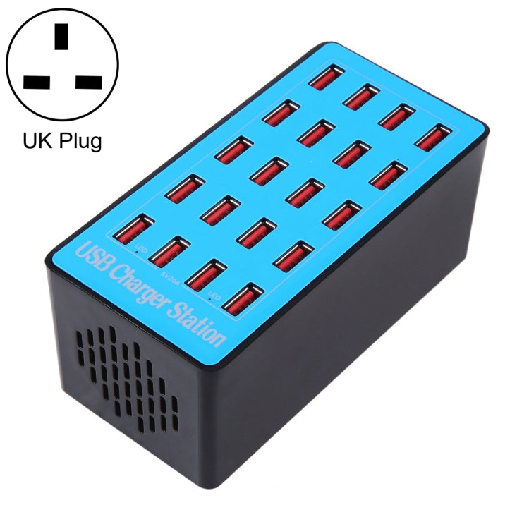WLX-A5+ 100W 20 พอร์ต USB สถานีชาร์จกำหนดโดยอัตโนมัติเครื่องชาร์จอัจฉริยะพร้อมไฟ LED แสดงสถานะ, ปลั๊ก EU, WLX-A5+ UK Plug, WLX-A5+ US Plug