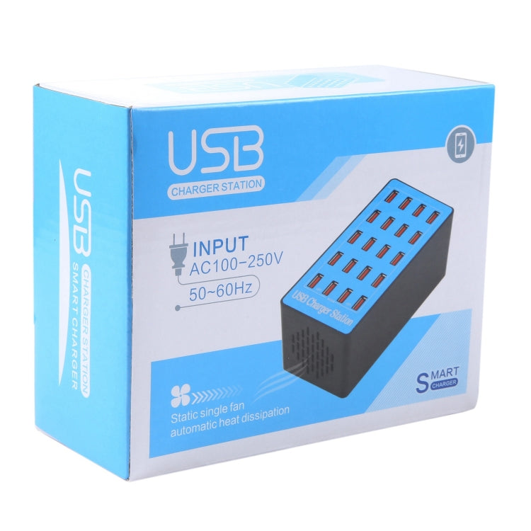 WLX-A5+ 100W 20 พอร์ต USB สถานีชาร์จกำหนดโดยอัตโนมัติเครื่องชาร์จอัจฉริยะพร้อมไฟ LED แสดงสถานะ, ปลั๊ก EU, WLX-A5+ UK Plug, WLX-A5+ US Plug