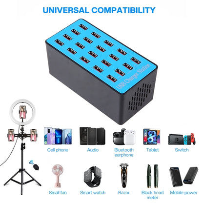 WLX-A5+ 100W 20 พอร์ต USB สถานีชาร์จกำหนดโดยอัตโนมัติเครื่องชาร์จอัจฉริยะพร้อมไฟ LED แสดงสถานะ, ปลั๊ก EU, WLX-A5+ UK Plug, WLX-A5+ US Plug