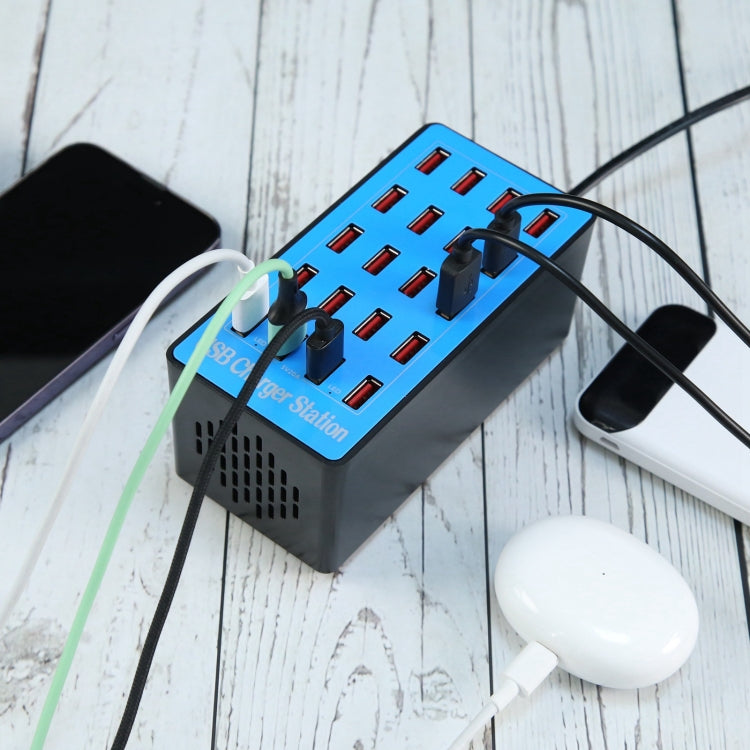WLX-A5+ 100W 20 พอร์ต USB สถานีชาร์จกำหนดโดยอัตโนมัติเครื่องชาร์จอัจฉริยะพร้อมไฟ LED แสดงสถานะ, ปลั๊ก EU, WLX-A5+ UK Plug, WLX-A5+ US Plug