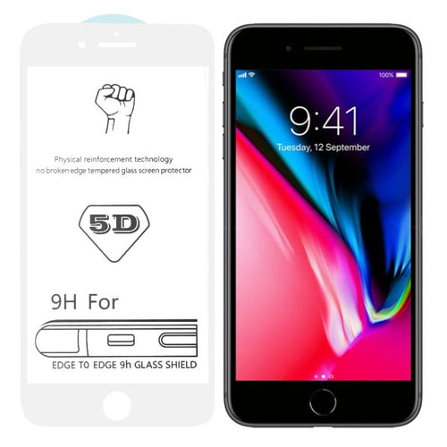สำหรับ iPhone 8/7 9H 5D สีขาวกาวเต็มฟิล์มกระจกนิรภัยแบบเต็มหน้าจอ, For iPhone SE 2020 / 8 / 7 (White) (1 PC)
