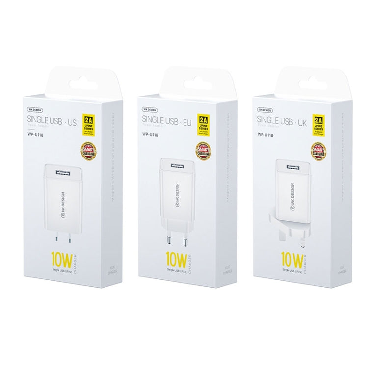 WK WP-U118 10W พอร์ต USB เดี่ยวอะแดปเตอร์ชาร์จไฟสำหรับเดินทาง, ปลั๊ก US, WP-U118 US Plug