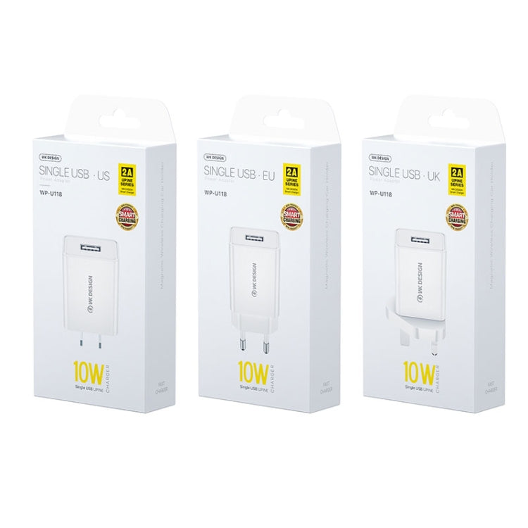 WK WP-U118 10W พอร์ต USB เดี่ยวอะแดปเตอร์ชาร์จไฟสำหรับเดินทาง, ปลั๊ก EU, WP-U118 EU Plug
