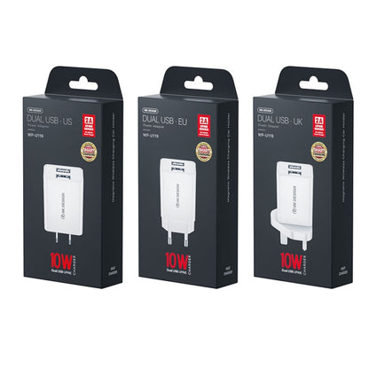 WK WP-U119 10W พอร์ต USB คู่อะแดปเตอร์ชาร์จไฟสำหรับเดินทาง, ปลั๊ก US, WP-U119 US Plug