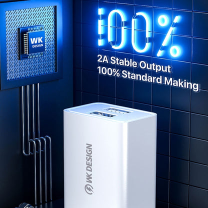 WK WP-U119 10W พอร์ต USB คู่อะแดปเตอร์ชาร์จไฟสำหรับเดินทาง, ปลั๊ก US, WP-U119 US Plug