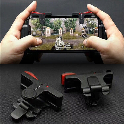 D9 1 คู่การเล่นเกมโทรศัพท์มือถือจับ L / R Shooter ตัวควบคุมเกม PUBG, D9