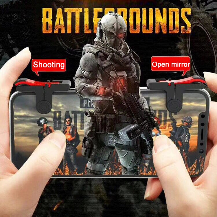 D9 1 คู่การเล่นเกมโทรศัพท์มือถือจับ L / R Shooter ตัวควบคุมเกม PUBG, D9