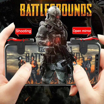 D9 1 คู่การเล่นเกมโทรศัพท์มือถือจับ L / R Shooter ตัวควบคุมเกม PUBG, D9