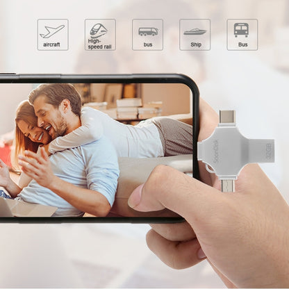 4 in 1 32GB USB 3.0 + 8 Pin + Mirco USB + USB-C / Type-C แฟลชไดรฟ์แบบใช้คู่พร้อมฟังก์ชัน OTG, 32GB