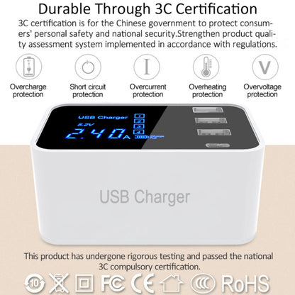 CDA30 20W 3 พอร์ต USB พอร์ต USB-C / Type-C เครื่องชาร์จมัลติฟังก์ชั่นพร้อมจอแสดงผล LED, ปลั๊ก US, US Plug